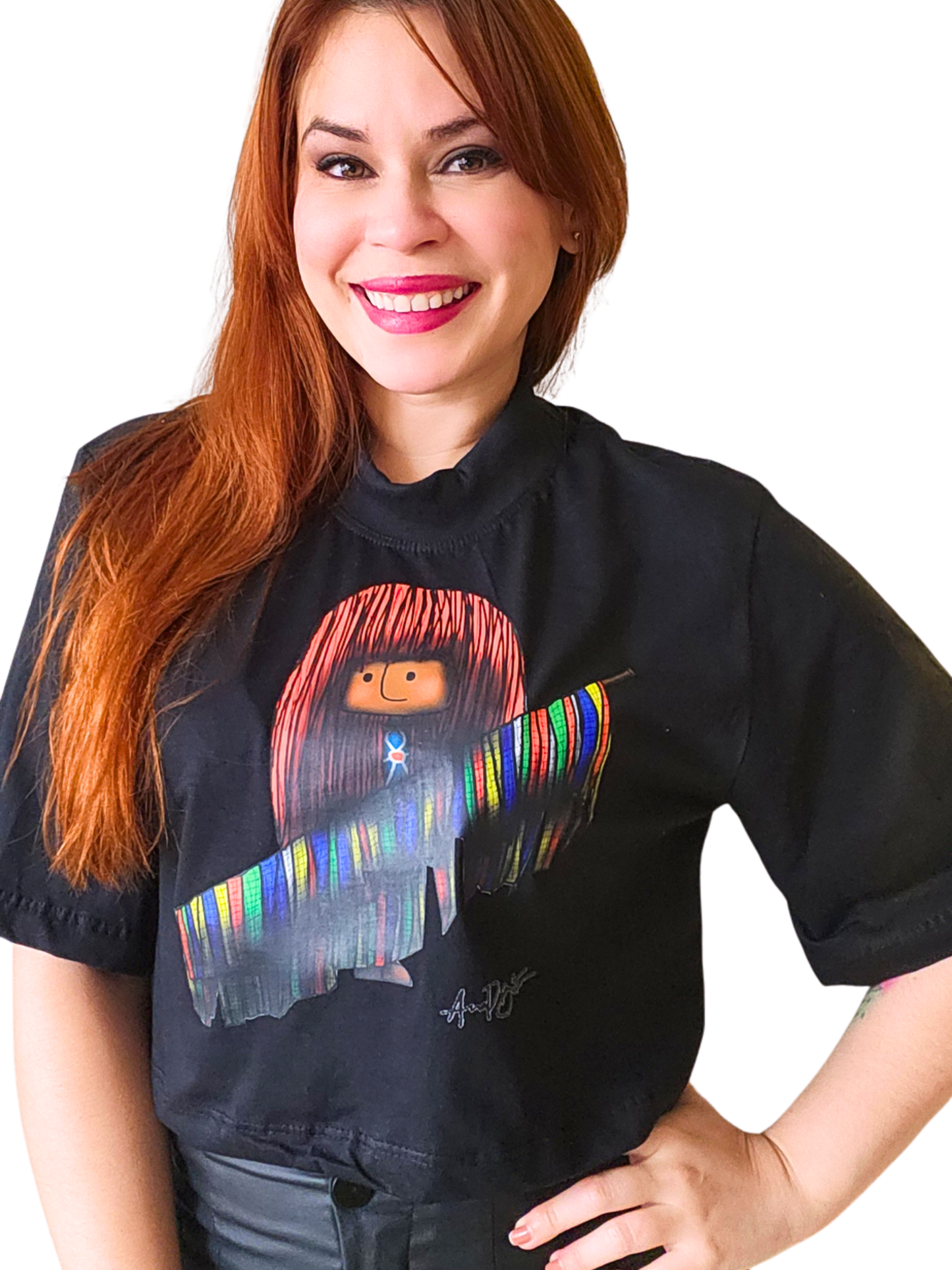 Cropped Oversized Caboclo de Lança - preta