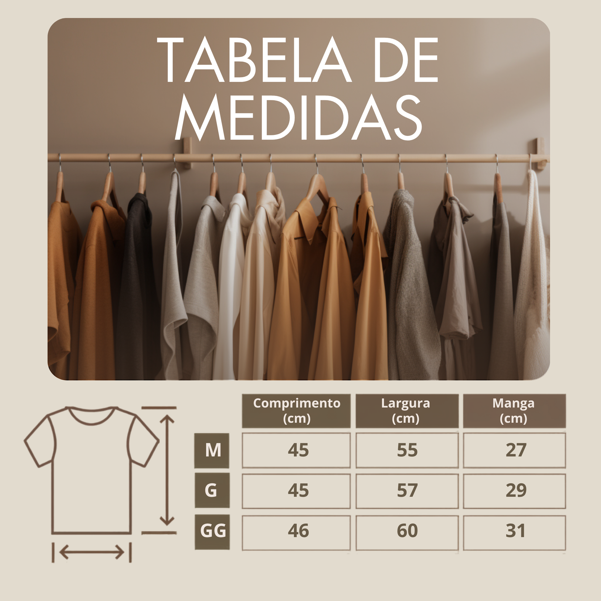 Tabela de medidas - Cropped Oversized